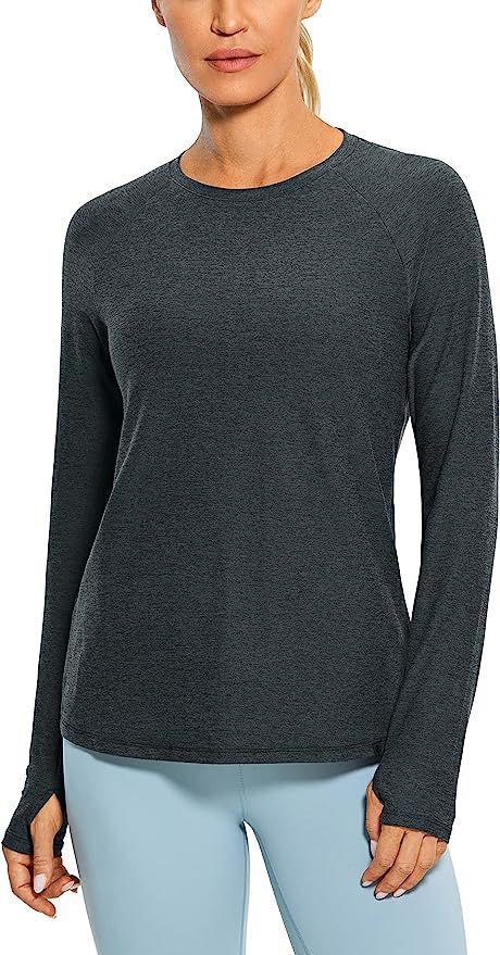CRZ YOGA Long Sleeve Workout Shirts for Women Yoga Tops Athletic Sports Shirt with Thumb Hole | Amazon (US)