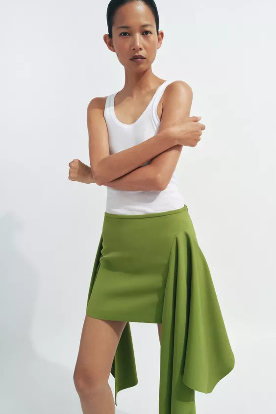ZW COLLECTION ASYMMETRIC HEM MINI SKIRT | Zara US