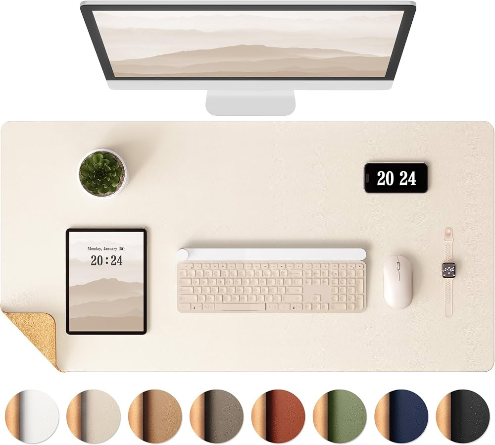 Aothia Dual-Sided Desk Pad - Leather Desk Mat, Natural Cork Desk Pad Protector, Large Mouse Pad f... | Amazon (US)