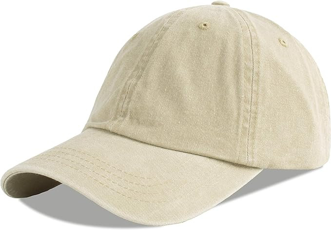 LANGZHEN Unisex Baseball Cap 100% Cotton Fits Men Women Washed Denim Adjustable Dad Hat | Amazon (US)