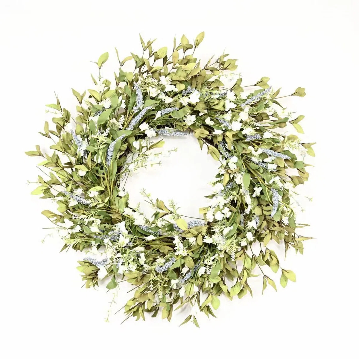 26" Artificial Farmhouse Spring Summer Blossom Cluster Greenery Foliage Berry Floral Wreath For F... | Wayfair North America