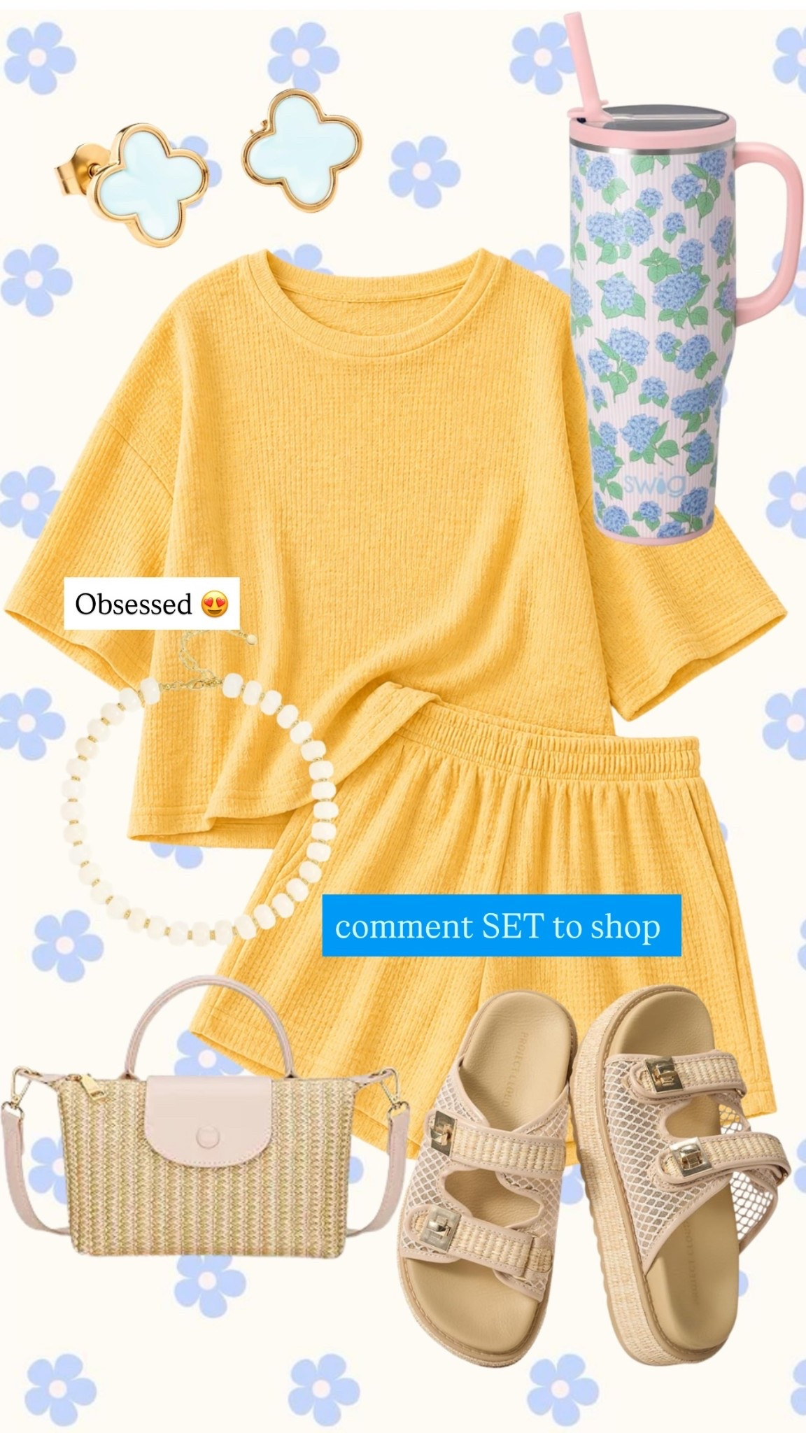 Brighten your day with this sunny yellow outfit! Perfect for a casual day out. 🌞 Check out these sandals and the floral cup!

#LTKSeasonal #LTKootd #LTKPlusSize