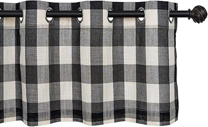 Creativesfun Farmhouse Faux Linen Look Buffalo Check Grommet Window Valance (Black & White, Valan... | Amazon (US)
