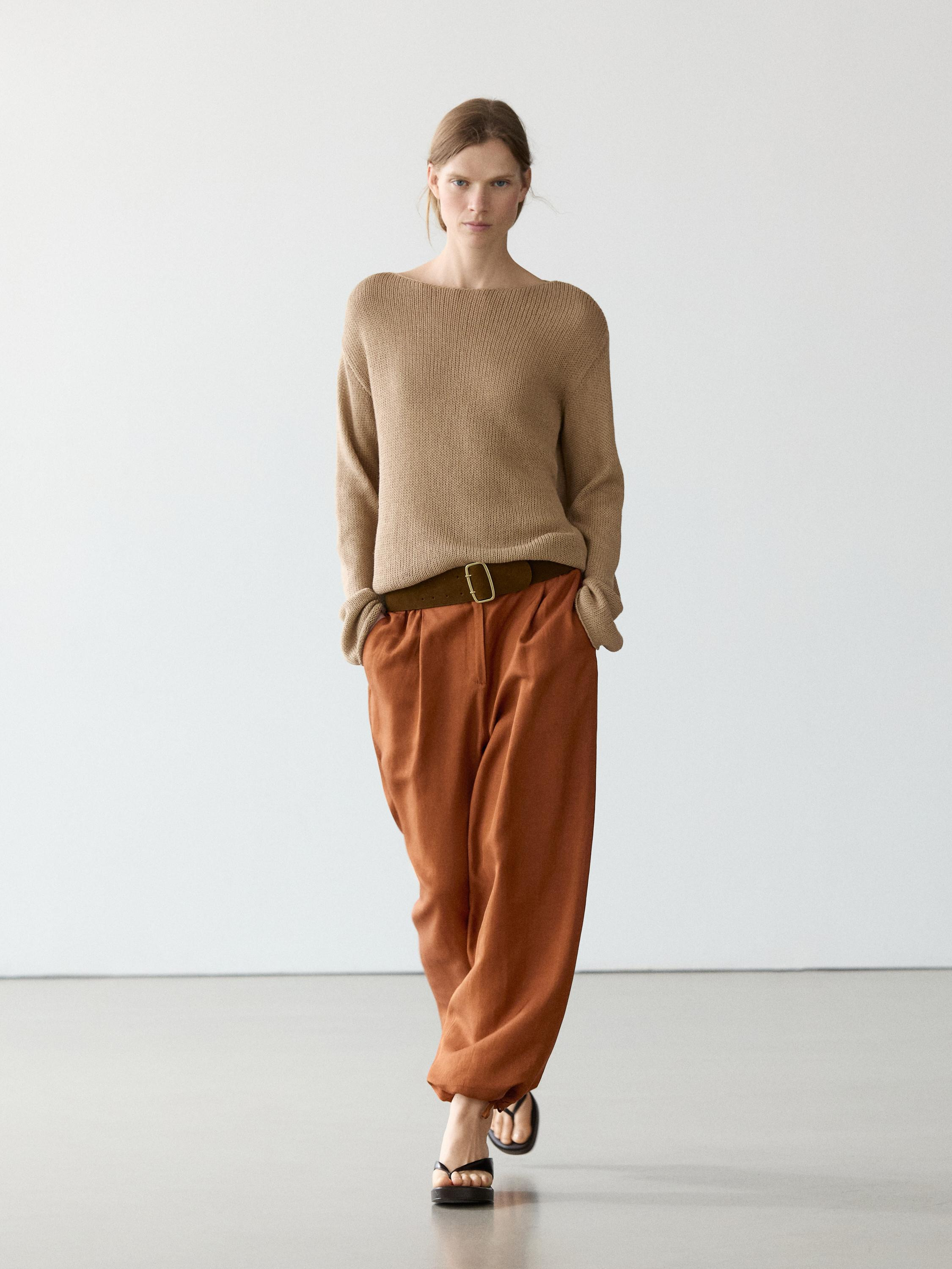 Flowing trousers with tie detail | Massimo Dutti UK