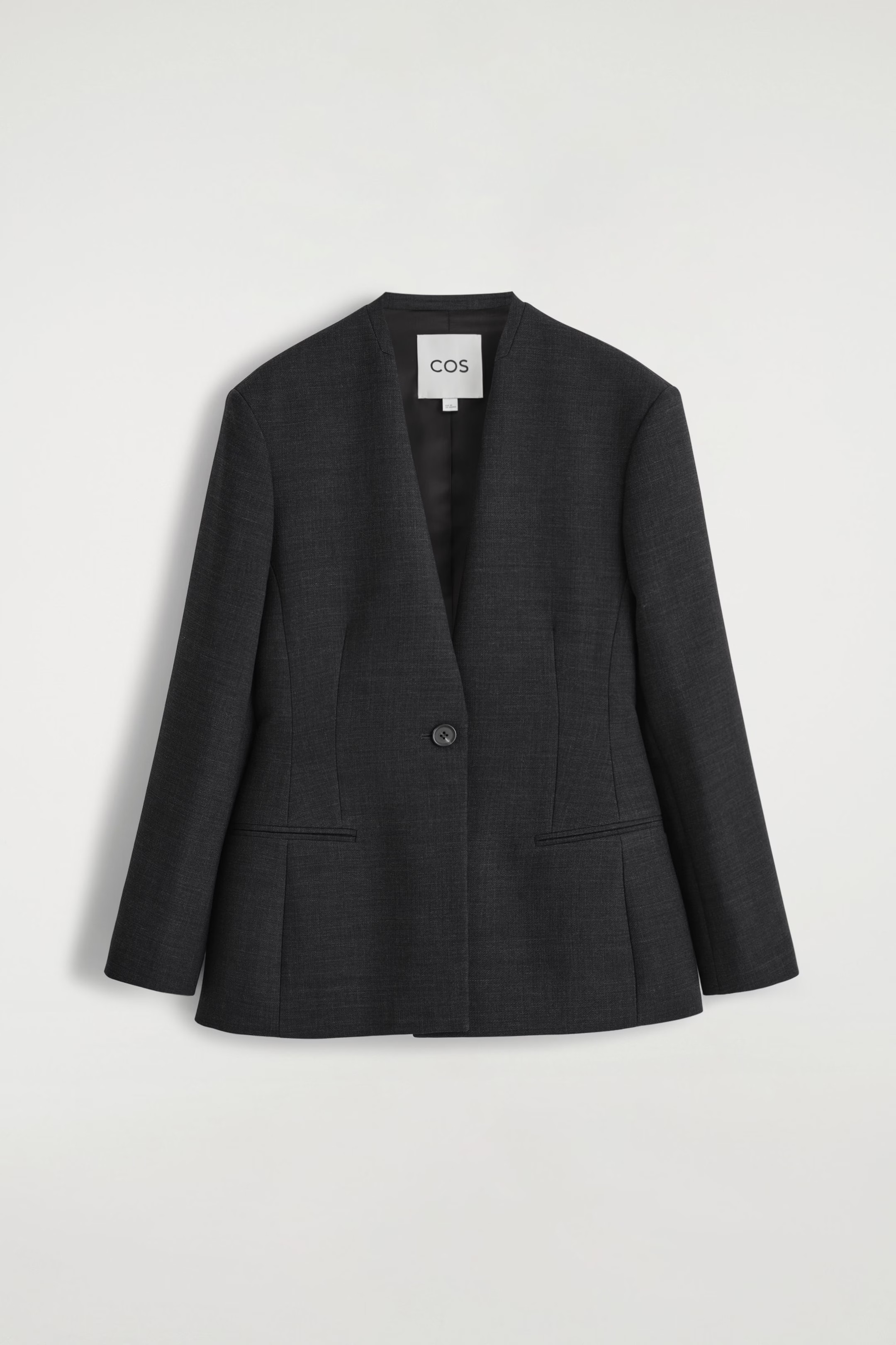 WAISTED COLLARLESS BLAZER - CHARCOAL | COS GB | COS UK