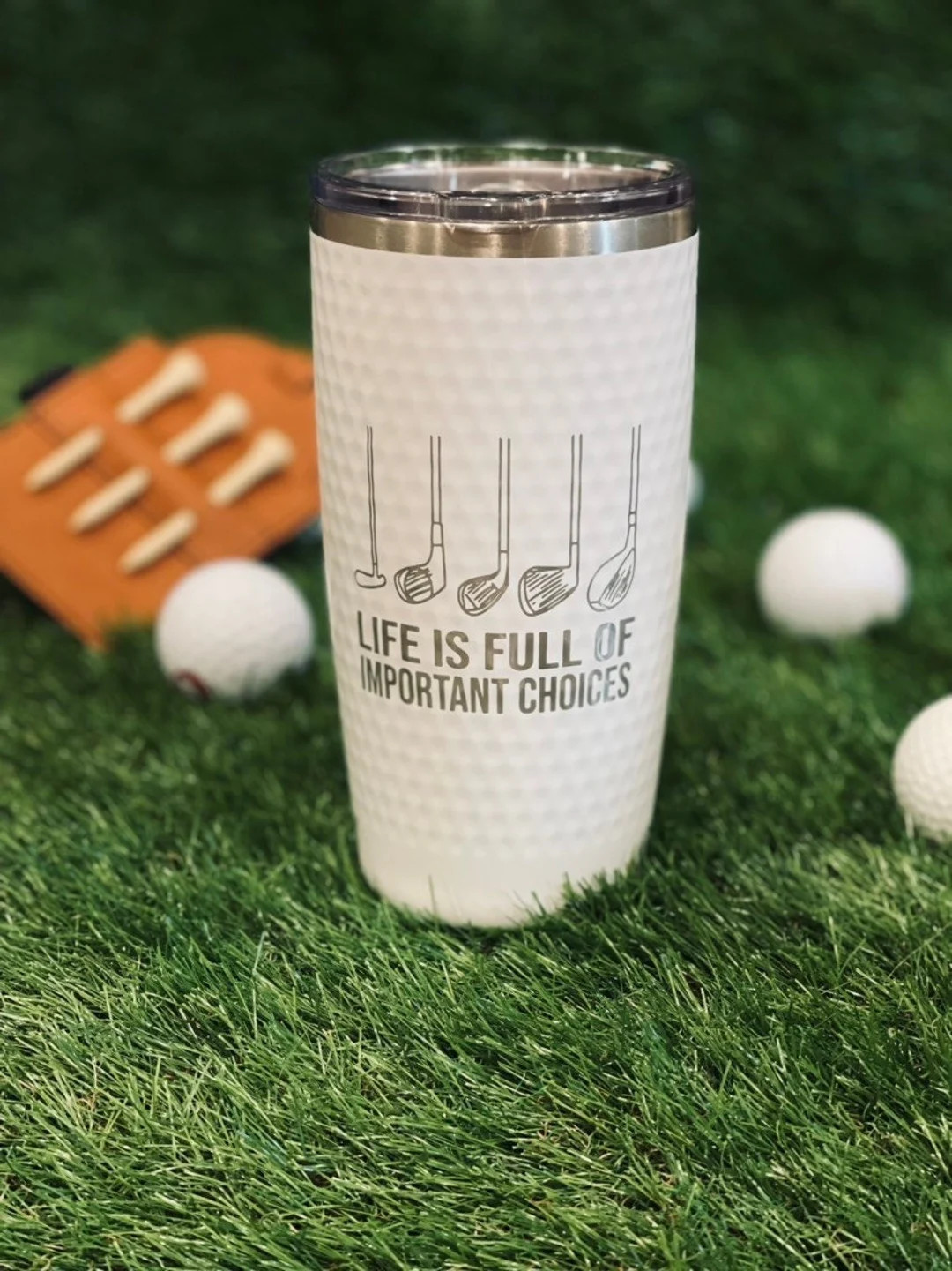 Golf Ball Dimple Tumbler, Engraved Golf Gift, Personalized Golf ball Insulated Cup, Golfers gift,... | Etsy (US)
