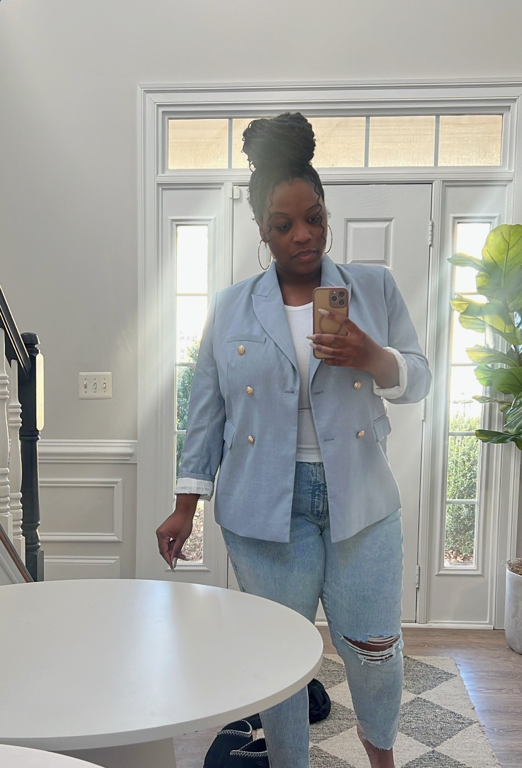 Spring baby shower guest outfit, plus size, ootd, curvy girl, blazer, Easter, jeans, outfit 

#LTKStyleTip #LTKPlusSize