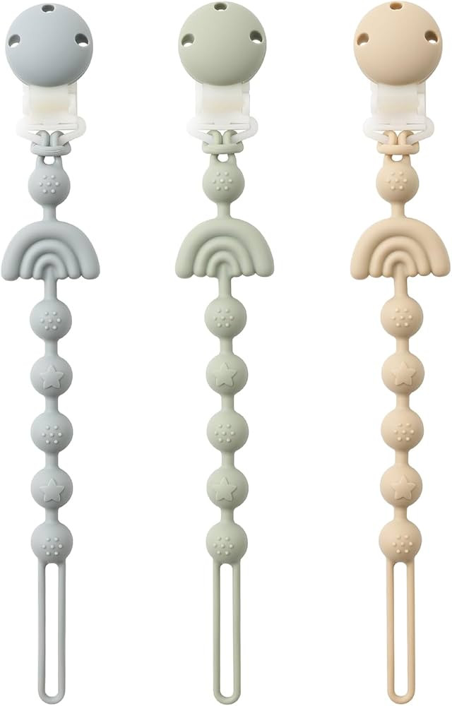 Baby Pacifier Clips One Piece Binky Clip Holder Silicone Teether Clip Pacifier Straps with Clip B... | Amazon (CA)