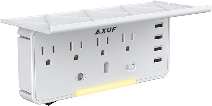 Outlet Shelf - AXUF Surge Protector Wall Outlet, Electrical Outlet Extenders & 4 USB Charging Por... | Amazon (US)