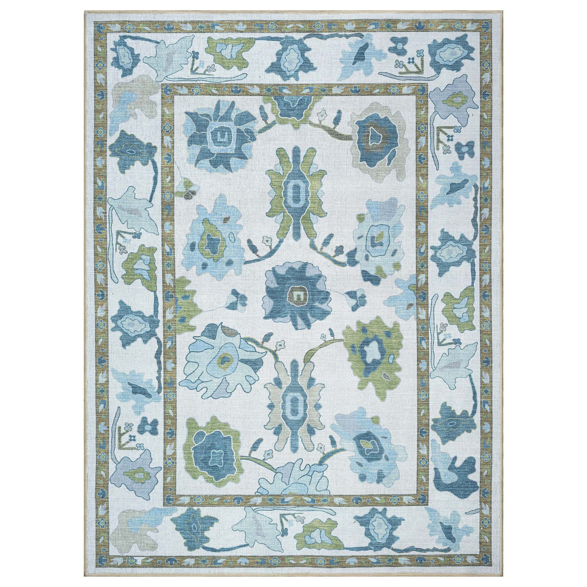 Alienore Green Blue Modern Oushak Rug | Fame Rugs