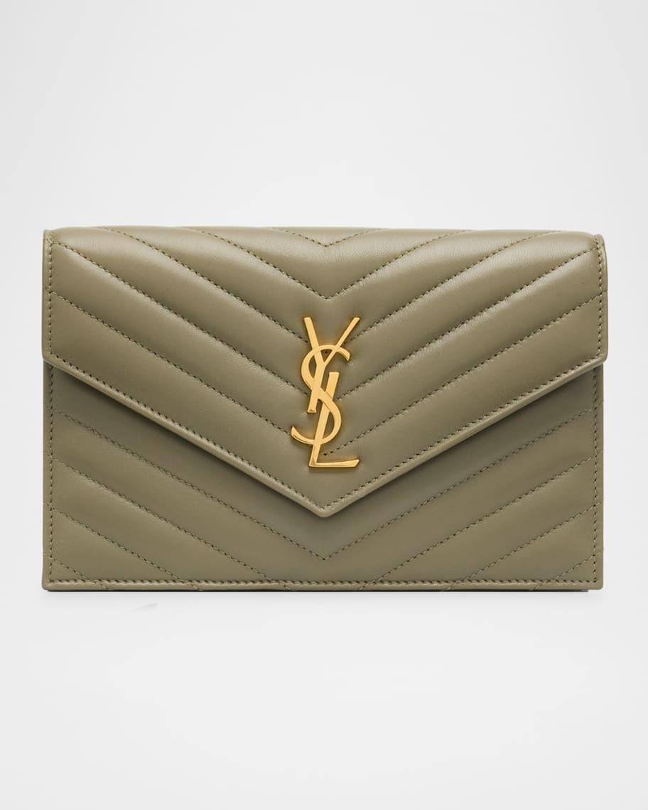 Saint Laurent Small YSL Wallet on Chain in Quilted Leather | Neiman Marcus