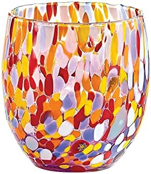 GAGE Murano Glass Confetti Tumblers - Venetian Art Glass Cups - Red | Amazon (US)