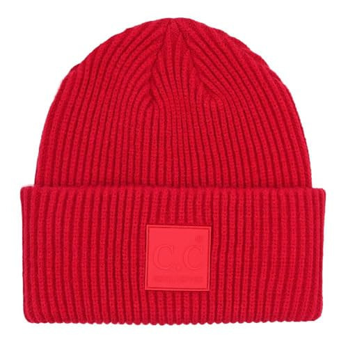C.C Unisex Winter Thick Knit Plain Cuff Skull Cap Beanie Hat, Red | Amazon (US)
