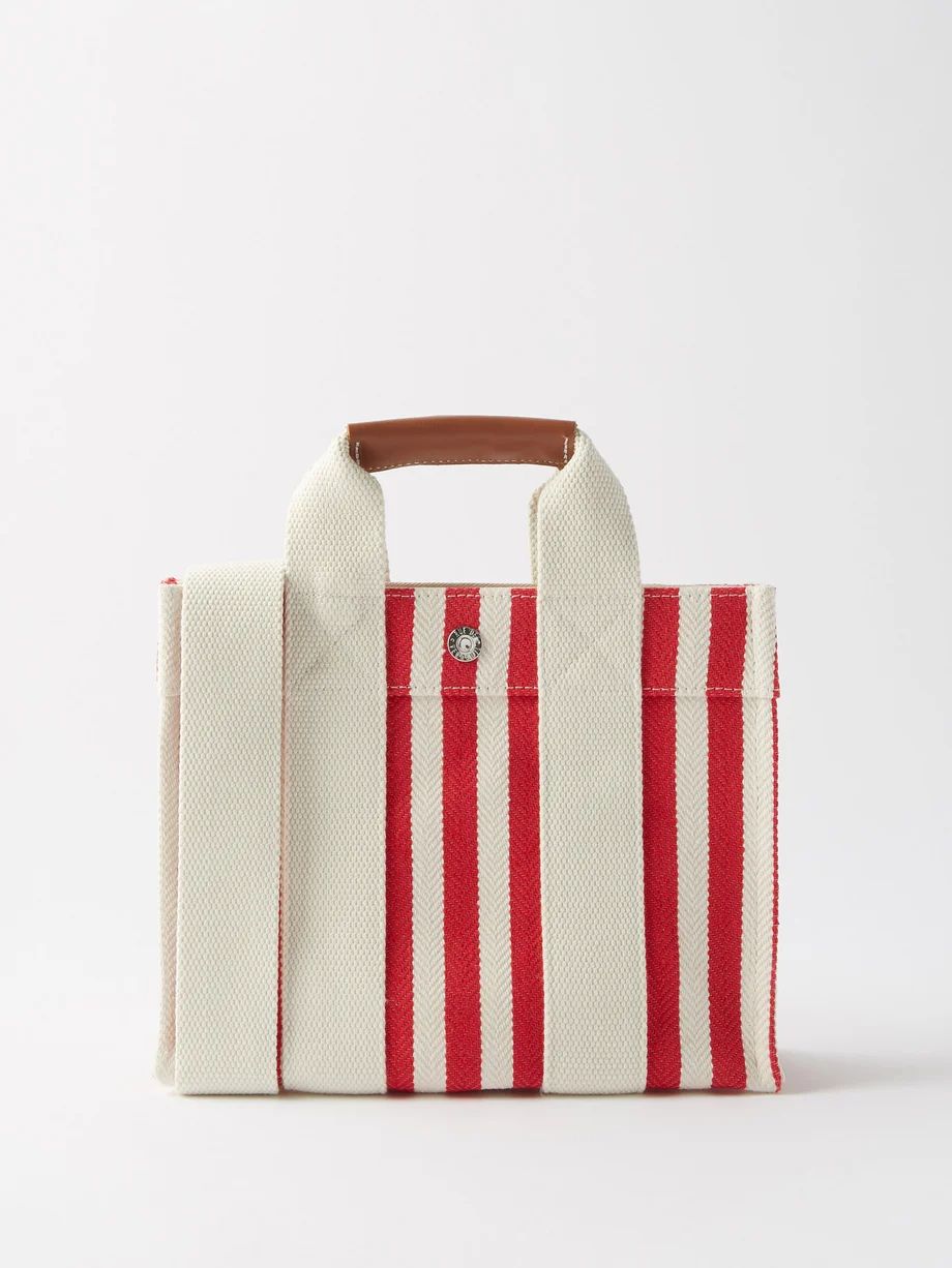 Tote XS striped canvas and leather tote bag | Rue De Verneuil | Matches (US)