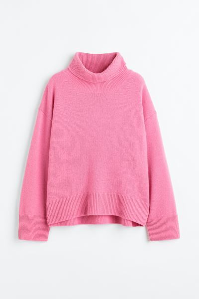 Cashmere polo-neck jumper - Pink - Ladies | H&M GB | H&M (UK, MY, IN, SG, PH, TW, HK)