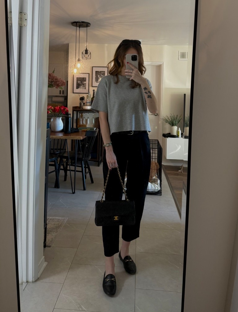 Monday vibes in the office! This knit shirt is the perfect staple for in-between season dressing! It’s giving fall vibes with the knit texture but summery days with the short sleeves! 

#LTKcanada #LTKworkwear #LTKstyletip