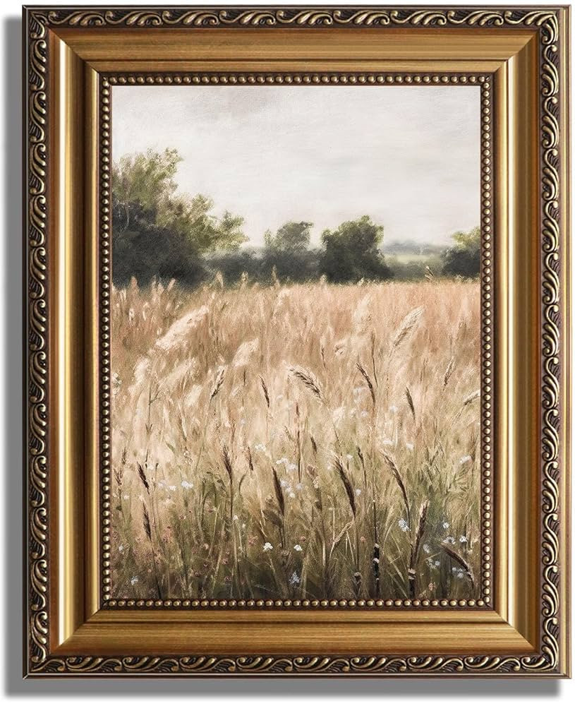 ASTRDECOR Vintage Wildflower Wall Art, Gold Framed Wall Art Farmhouse Wall Decor Wildflower Field... | Amazon (US)