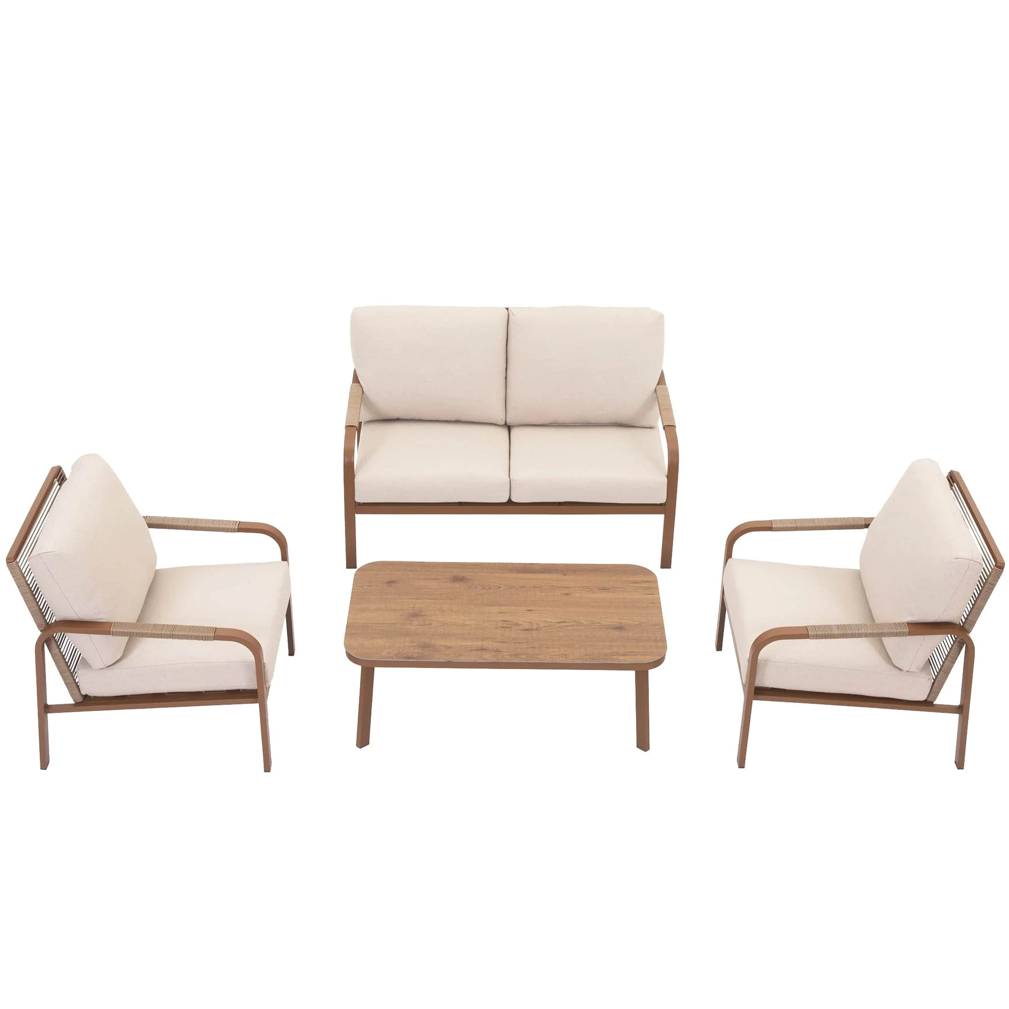 4-Piece Aluminum Outdoor Sectional Furniture Set with Sofa, Cushions and Coffee Table - Walmart.c... | Walmart (US)