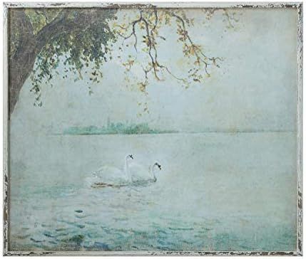 Creative Co-op DF1286 Vintage Swans Wood Framed Wall Décor, White | Amazon (US)