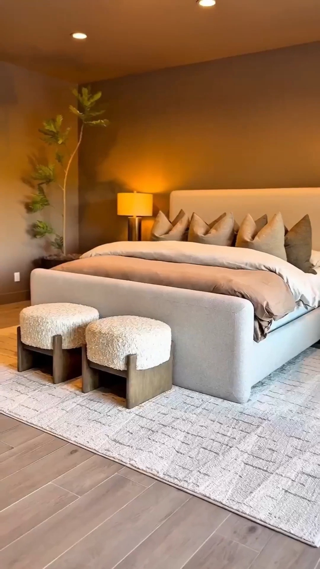 Before & after… the ottoman stole the show 🤎
These oversized ottomans are truly one of a kind, from the rich texture to those stunning wood legs. I loved them so much at the foot of the bed, I’m thinking about adding them to my living room too. ❤️

Ottomans 
Boucle Ottomans. Moody Bedroom 
Bedroom Decor. Bedroom Inspo. 

#LTKHome