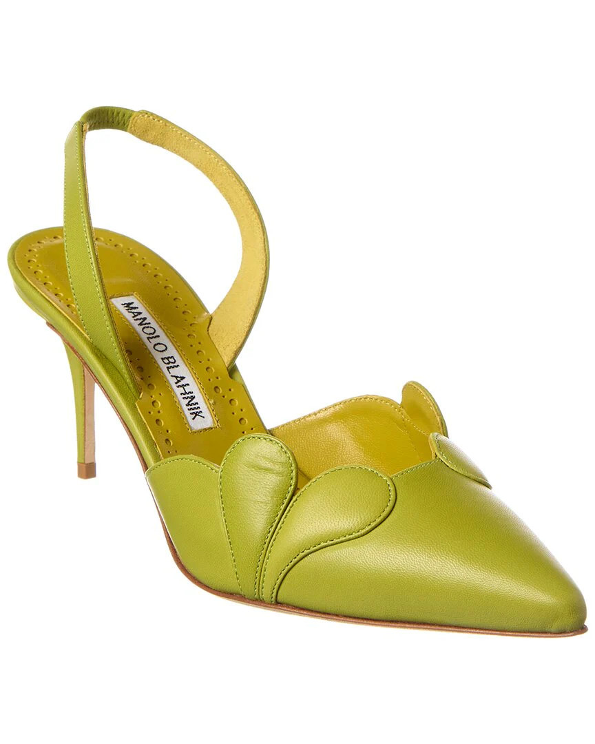 Manolo Blahnik Hatsibsli 70 Leather Slingback Pump | Shop Simon