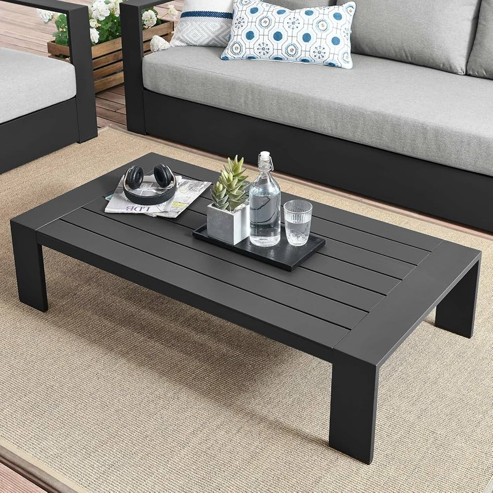 Modway Tahoe Outdoor Patio Powder-Coated Aluminum Coffee Table, Gray | Amazon (US)