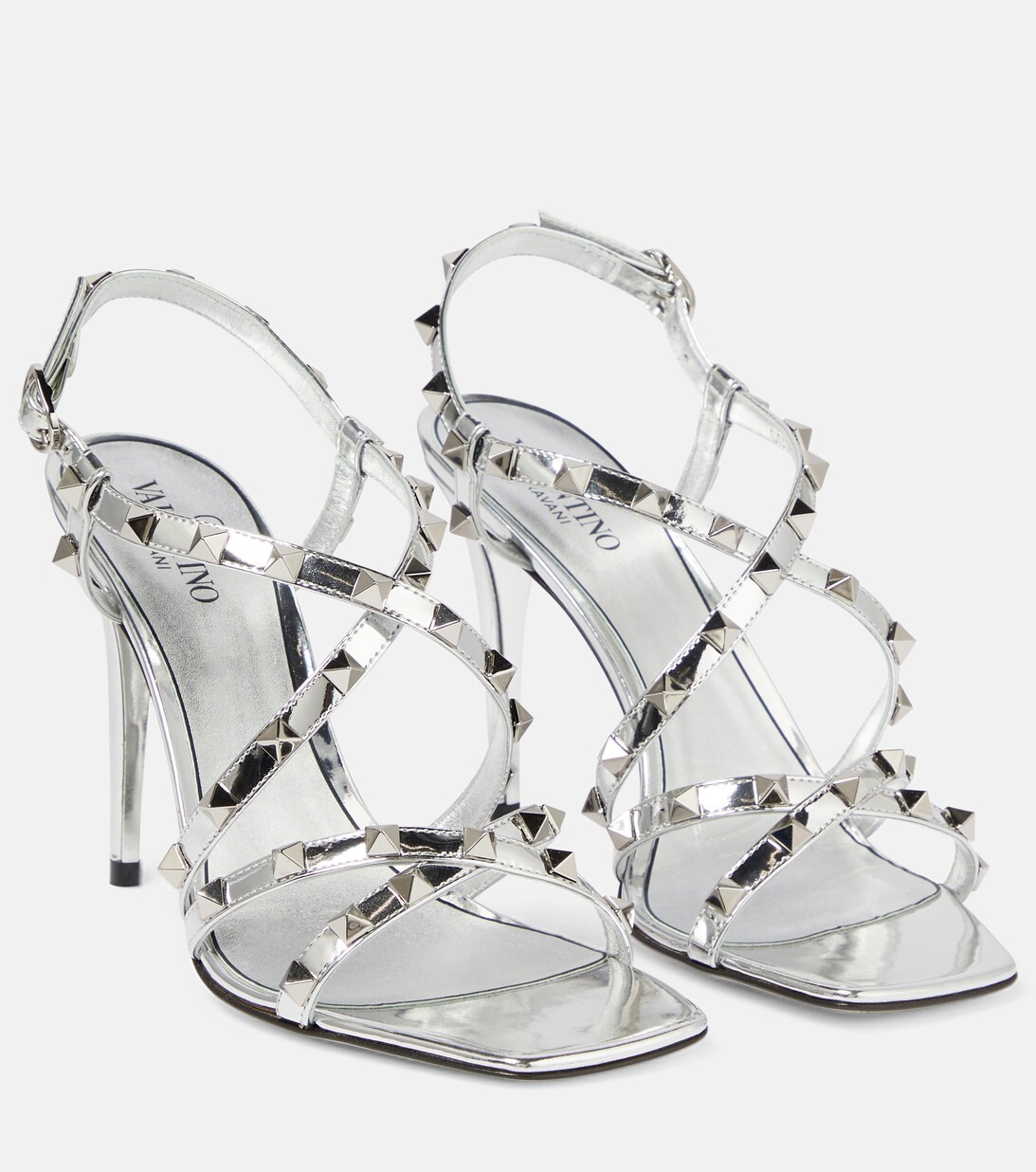 Rockstud metallic leather sandals | Mytheresa (US/CA)