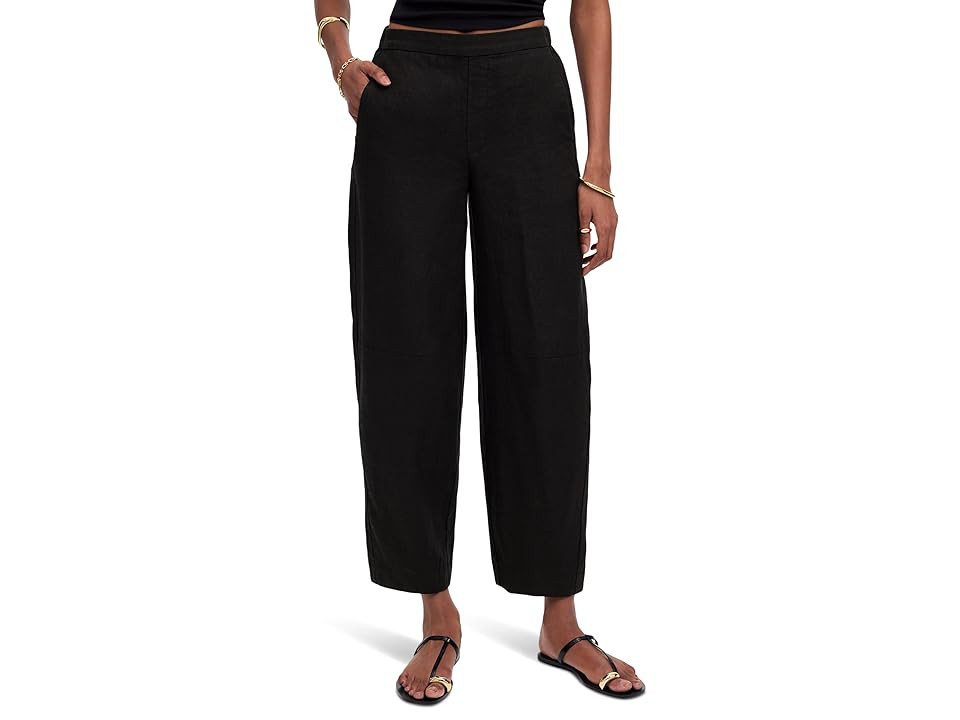Madewell Barrel Flat Front E-back Linen Pull On Women's Clothing Jet Black : LG (Women's 10-12) | Zappos