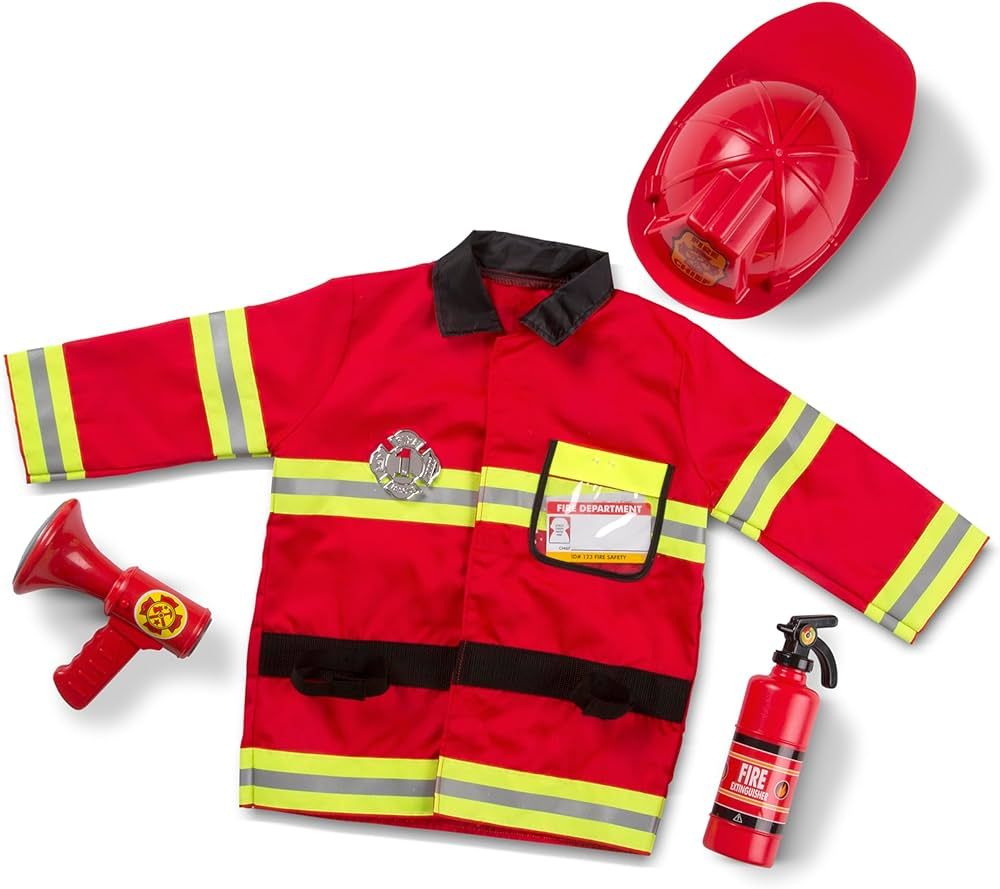 Melissa & Doug Fire Chief Role Play Dress-Up Set - Pretend Fire Fighter Outfit With Realistic Acc... | Amazon (US)