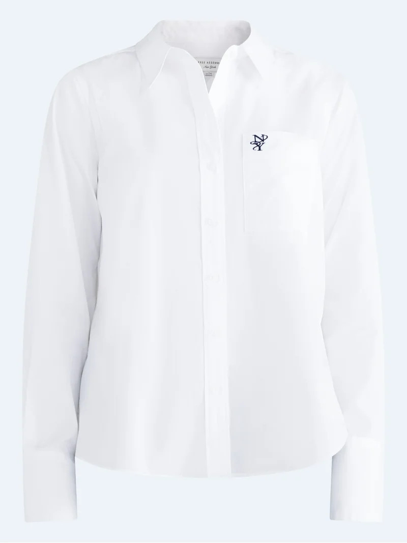 Free Assembly Women's and Women's Plus Button Front Cotton Shirt, Sizes XS-4X | Walmart (US)