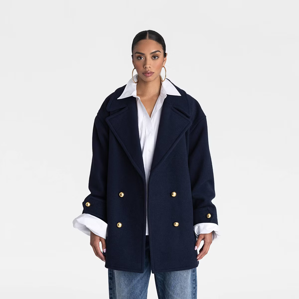 KBB by KAHLANA Women's 'The Pea Coat' - Navy Blue | Target