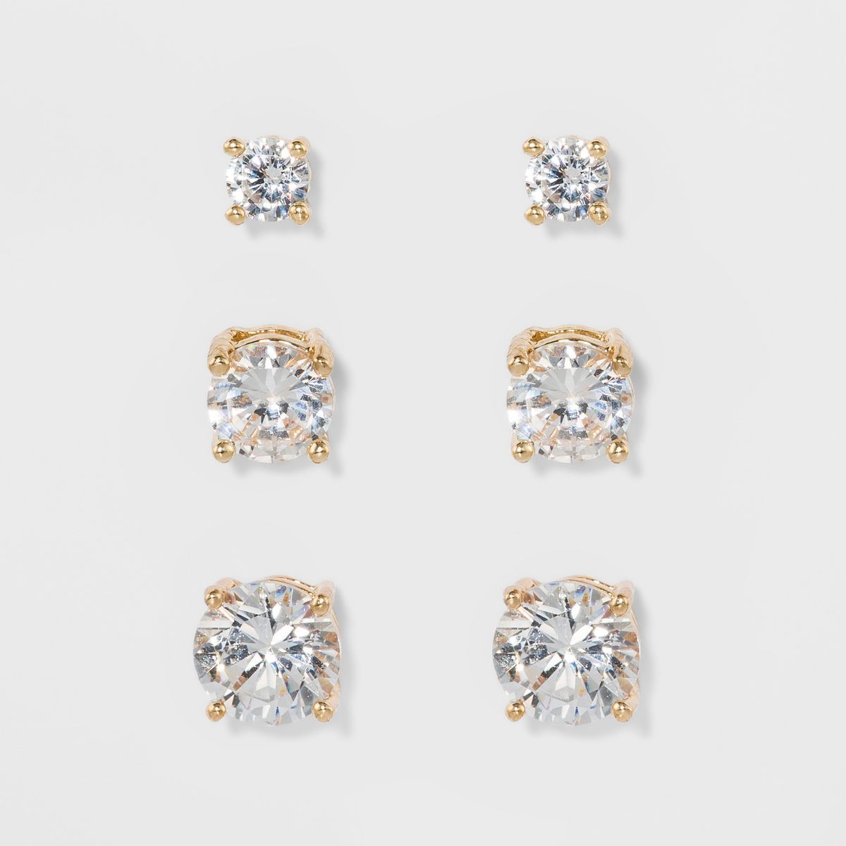 Crystal Round Stud Earring Set 3pc - A New Day™ Gold | Target