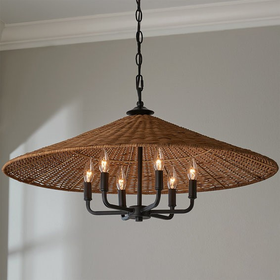 Rattan Shade Chandelier | Shades of Light