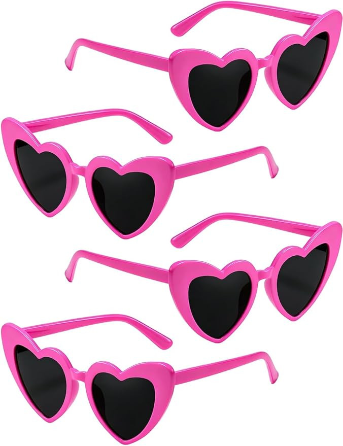 4 Pack Heart Shaped Sunglasses Trendy Cat Eye Love Heart Glasses Vintage Retro Heart Sunglasses f... | Amazon (US)