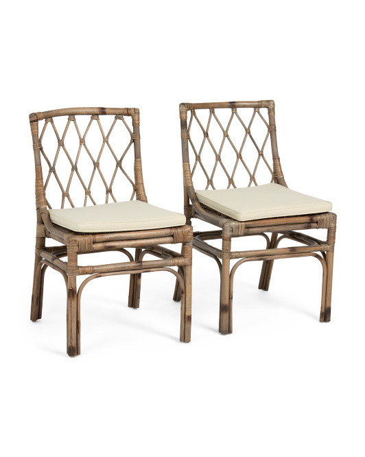 2pk 17.5x33 Brighton Rattan Chairs With Removable Cushion | TJ Maxx