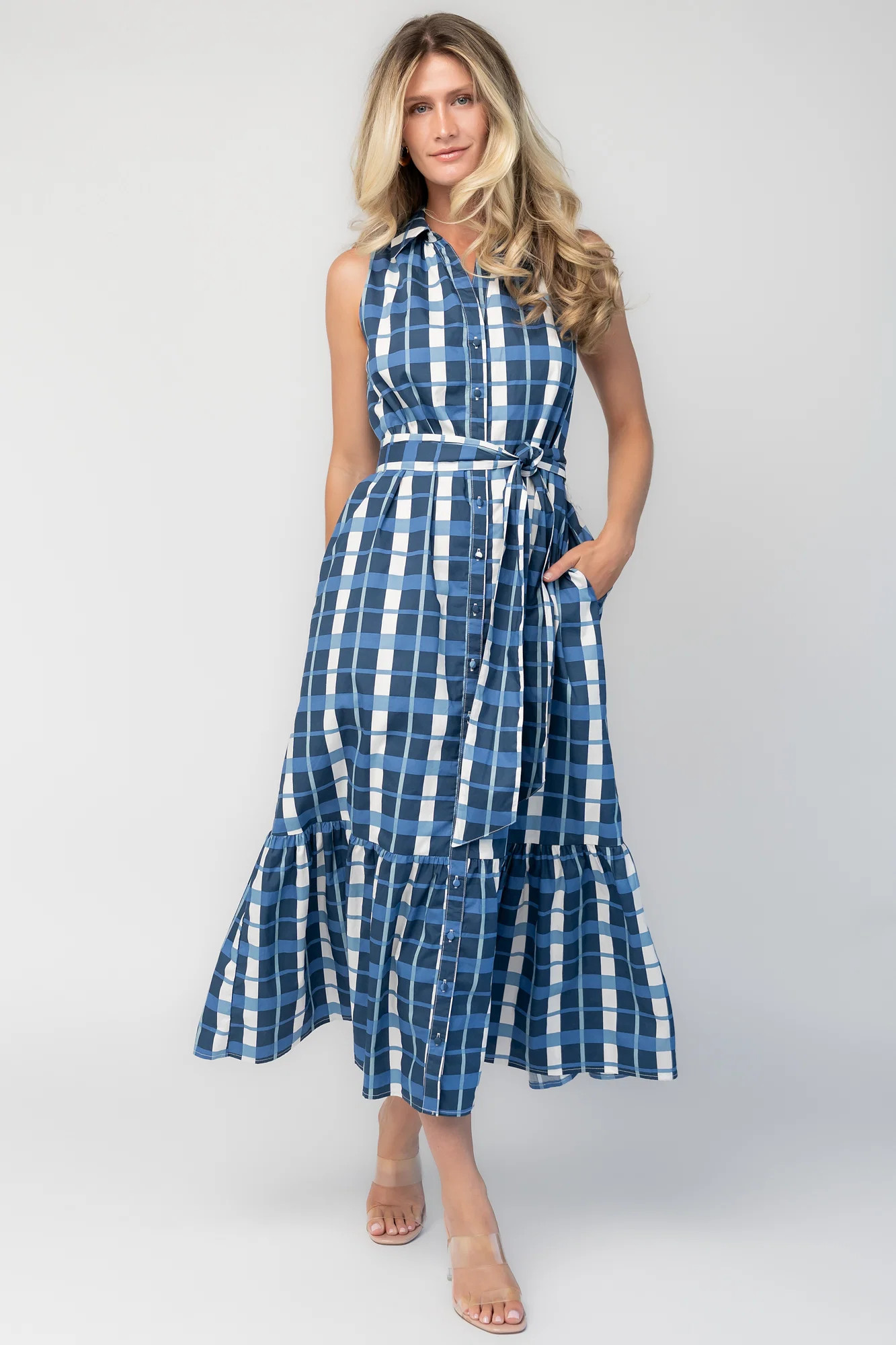Brooke Button-Down Maxi Dress, Blue & White | Baltic Born | Baltic Born