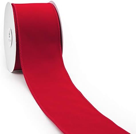 CT CRAFT LLC Plain Velvet Wired Ribbon for Home Decor, Gift Wrapping, DIY Crafts, 2.5” x 10 Yar... | Amazon (US)