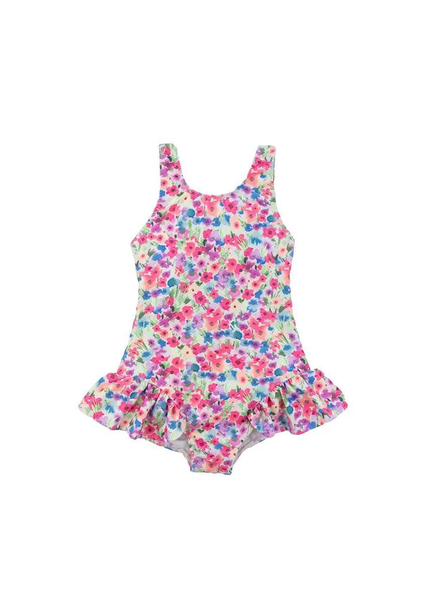 Tropical Tides Floral Swimsuit With Hip Ruffles | Florence Eiseman