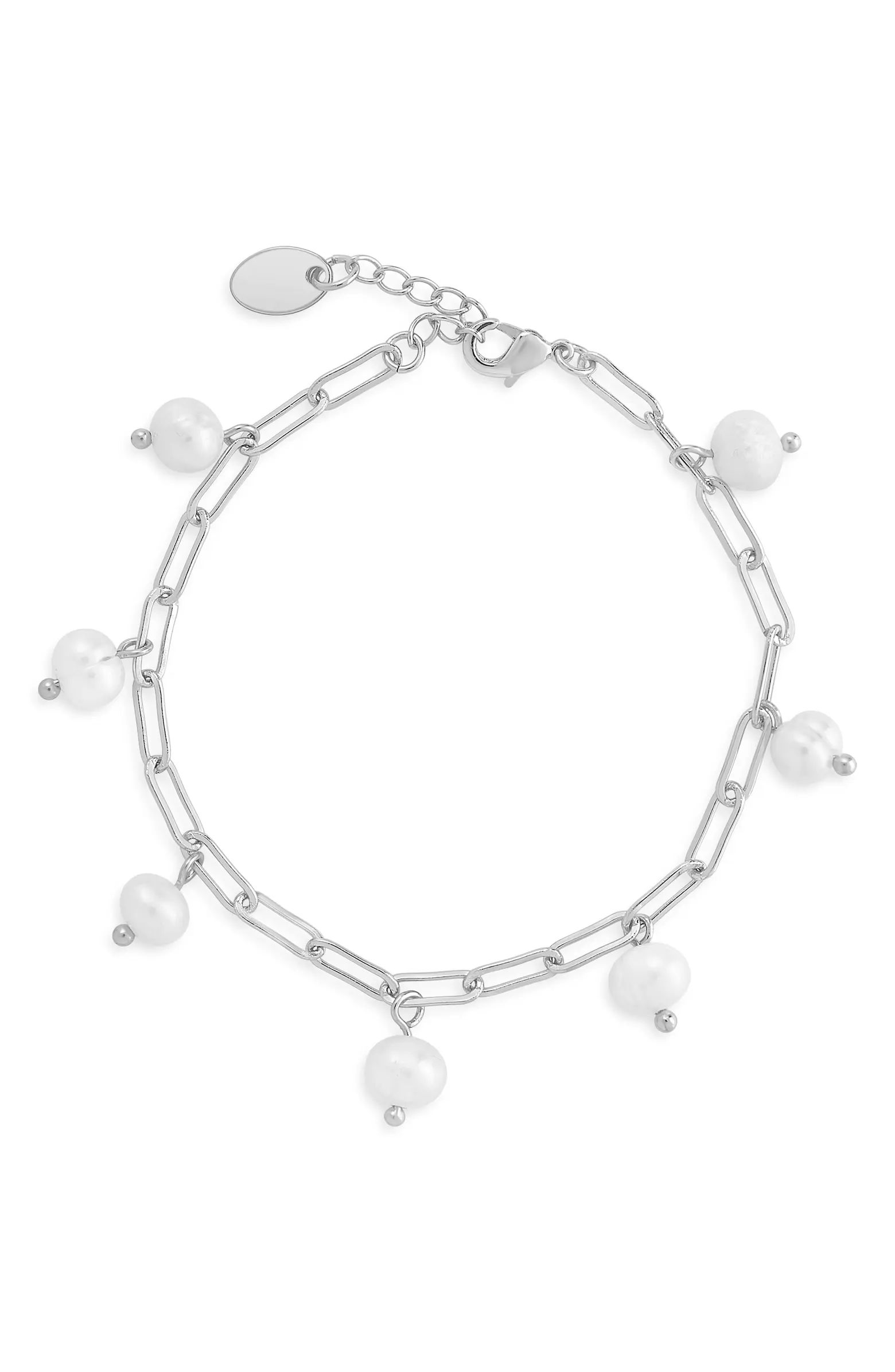 Sterling Forever Dangling Pearl Linked Bracelet | Nordstrom | Nordstrom