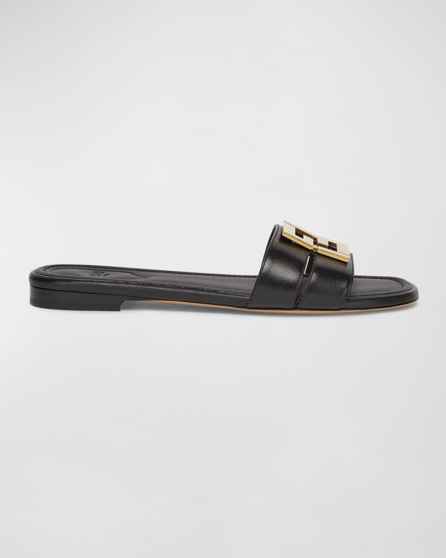 Fendi FFold Leather Flat Sandals | Neiman Marcus