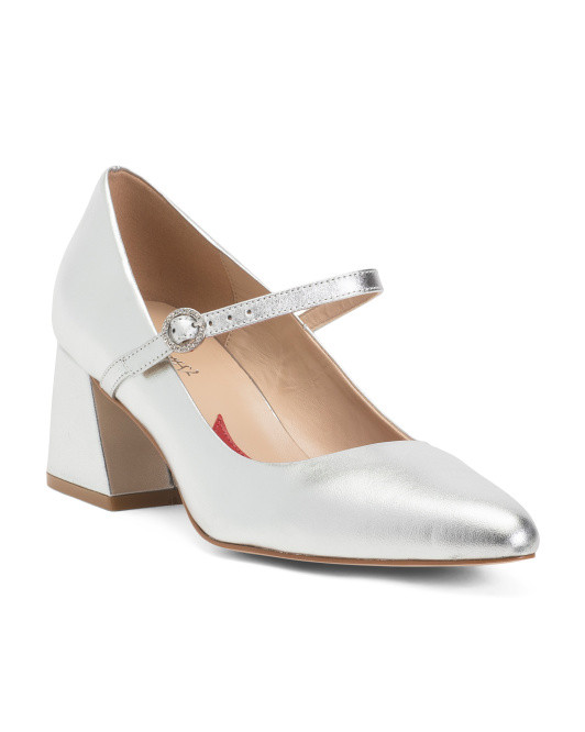 Made In Brazil Leather Mary Jane Pointed Toe Heels | TJ Maxx