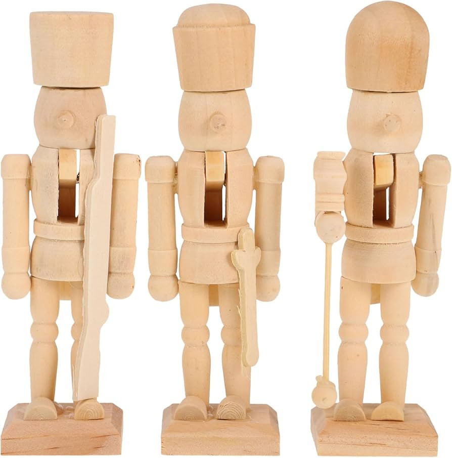 JOINPAYA 3pcs Christmas Unpainted Wooden Nutcracker Soldier: Blank Wooden Nutcracker Soldier Pupp... | Amazon (CA)