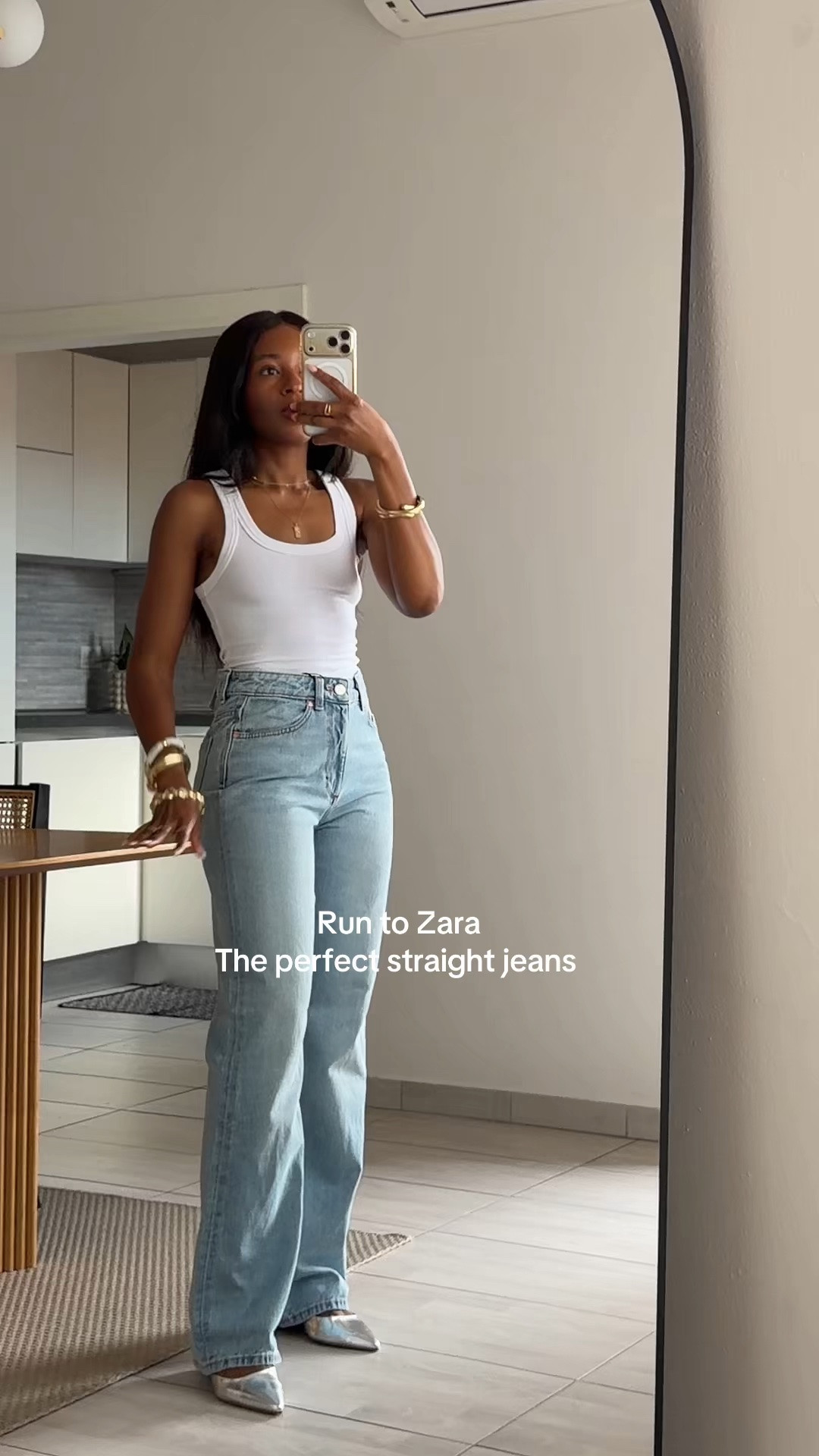 The perfect Zara straight jeans 
Wearing size EUR 34

#LTKjeans #LTKpetite #LTKsummer