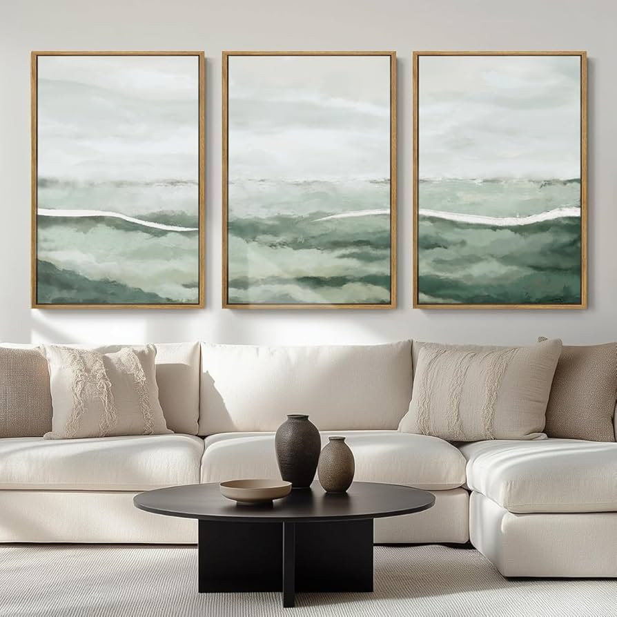 ANHUIB Green Wall Art 16x24 Inch Large Canvas Wall Art Abstract Watercolor Wall Decor Misty Lands... | Amazon (US)