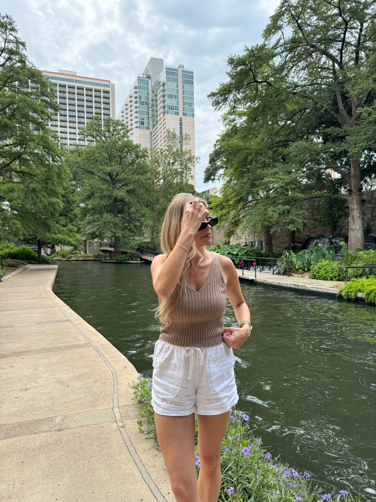 Casual summer outfit - wearing S in sweater tank and S in shorts! Shirt is super nursing friendly and perfect for fall as well. Shorts are lightweight and comfy! 

#LTKSeasonal #LTKStyleTip