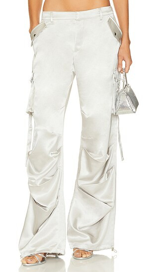 Lai Satin Cargo Pant in Silver | Revolve Clothing (Global)