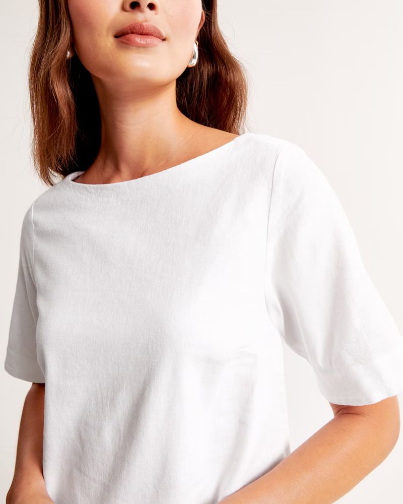 Linen-Blend T-Shirt Dress | Abercrombie & Fitch (US)