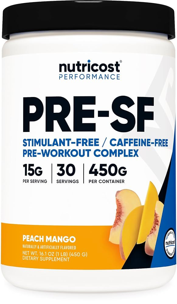 Nutricost Stim-Free Pre-Workout, 30 Servings (Peach Mango) - Caffeine Free, Stimulant Free, Non-G... | Amazon (US)