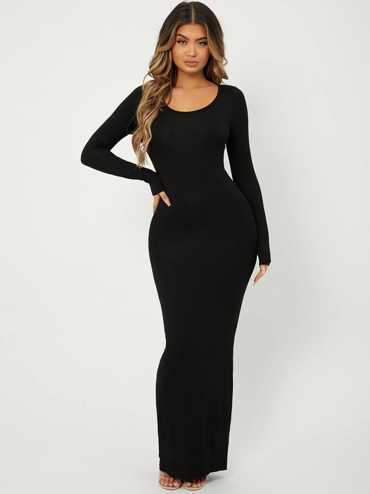 SHEIN SXY Solid Maxi Bodycon Dress | SHEIN