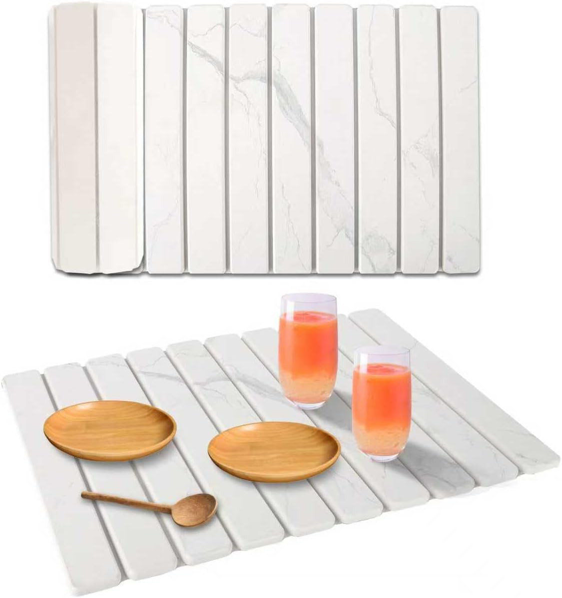 Stone Dish Drying Mat for Kitchen Counter, 24 x 16 Inch(White Marble) | Amazon (US)
